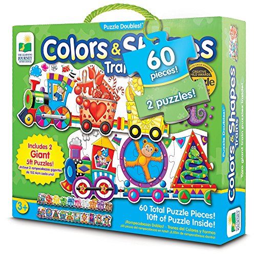 The Learning Journey Puzzle Doubles - Giant Colors and Shapes Train Floor Puzzles - 10 ft of Puzzles Inside