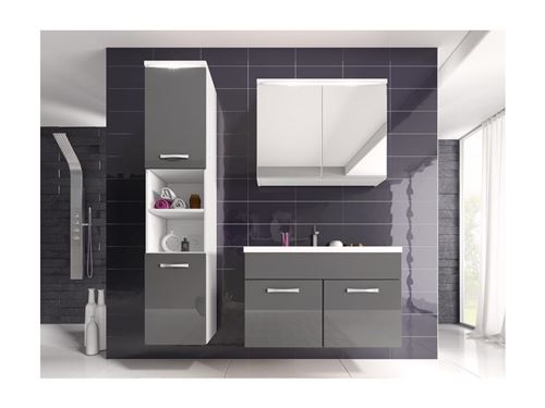 Ensemble NINA à leds - meubles de salle de bain - Laqué gris