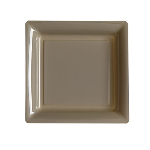 12 assiettes à dessert carrées réutilisables 18cm taupe - isap v57180tp