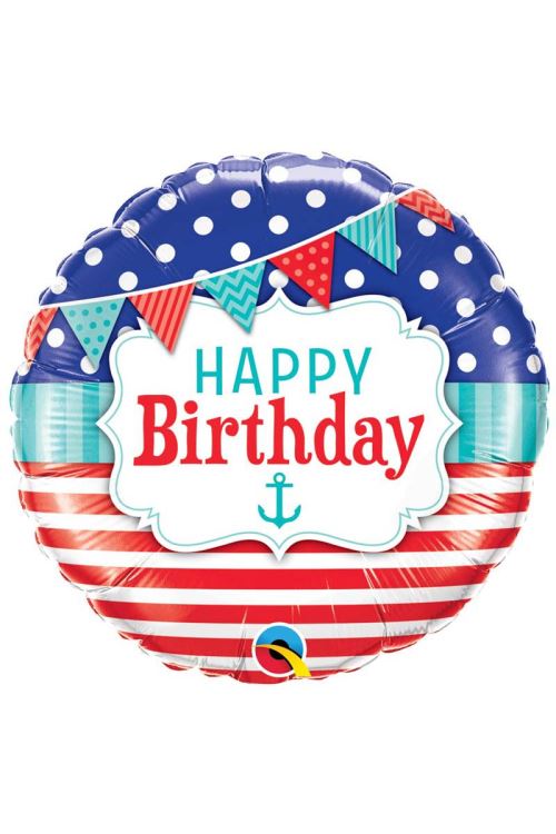 Ballon Aluminium happy Birthday Marin 45 Cm 18 Qualatex© - Multicolores