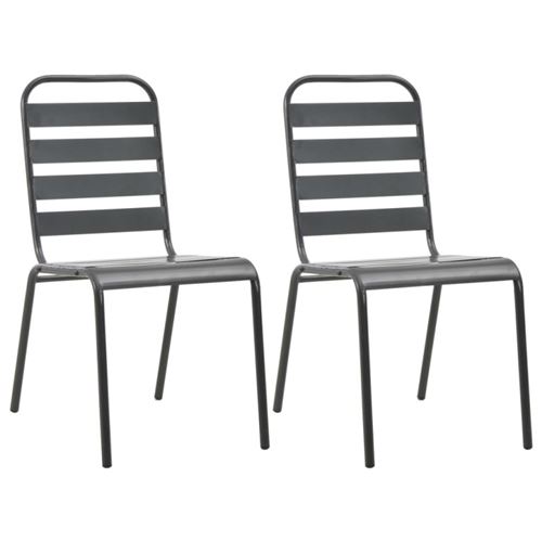 Vidaxl Gris Chaises Empilables D'extérieur - Lot De 2 - Image 2