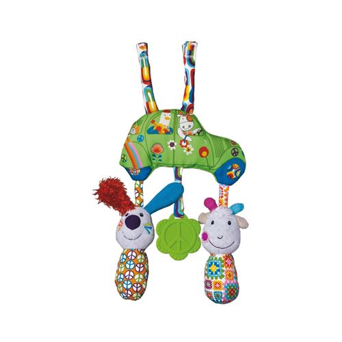 EBULOBO Hochet éveil bébé Mixte, 2 Chevaux à Suspendre, Grelot Collection PEACE AND LOVE Multicolore