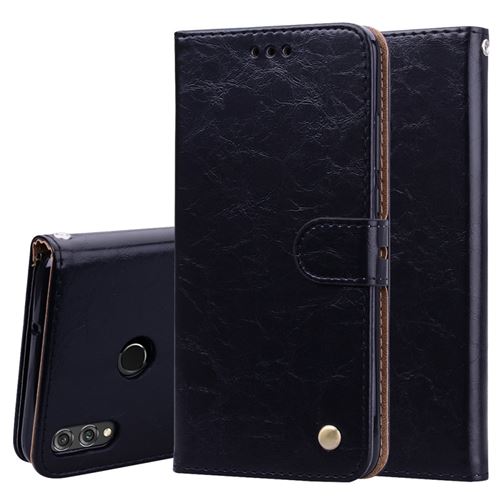Etui en PU cire huileuse noir pour votre Huawei Honor 8X/Honor View 10 Lite