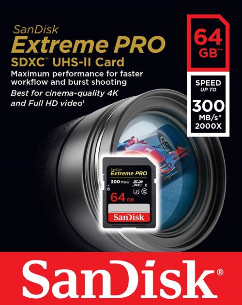 Carte Mémoire SD SanDisk Extreme PRO 64 Go UHS-II Classe 10 U3 SDHC jusqu'à  300Mo/s SDSDXPK-064G - Carte mémoire SD - Achat & prix