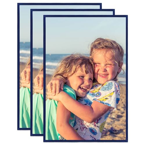 vidaXL Collage de cadres photo 3 pcs de mur table Bleu 50x70 cm MDF