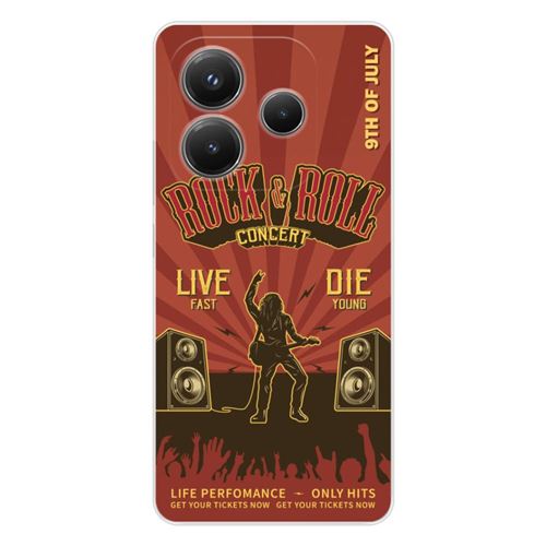 Coque en silicone imprimée compatible Xiaomi Redmi Note 14 5G Rock and roll