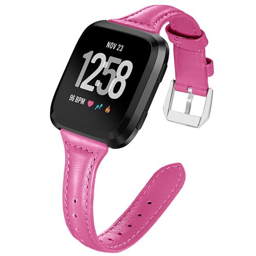 Bracelet en cuir classique magnifique pour Fitbit Versa 3 / Sense - Rose foncé