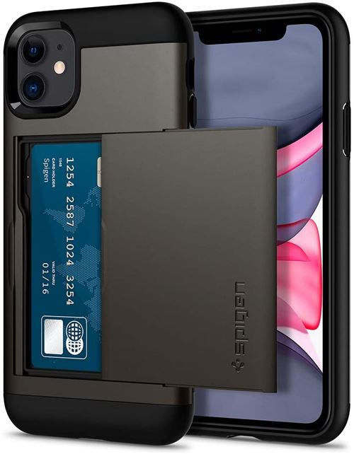 Spigen Slim Armor CS - Achterzijde behuizing voor mobiele telefoon - polycarbonaat, thermoplastic polyurethaan (TPU) - staalgrijs - voor Apple iPhone 11