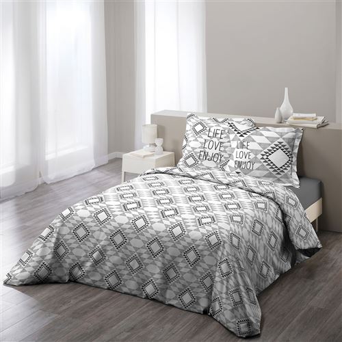 Parure 3 p. 200 x 200 cm imprime 57 fils allover folio Gris