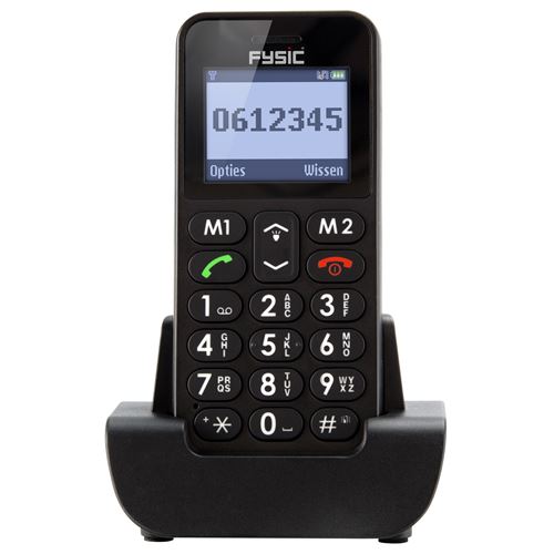 téléphone seniors portable facile pour les personnes âgées avec touches photo et bouton d'urgence Fysic FM-6700 Noir