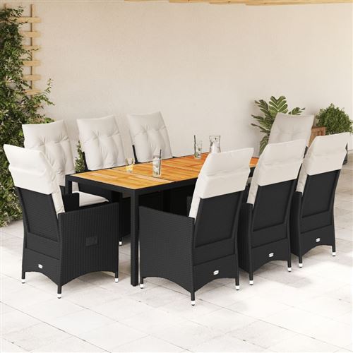 Non Communiqué Noir Vidaxl 9-Delige Tuinset Poly Rattan Zwart3276687