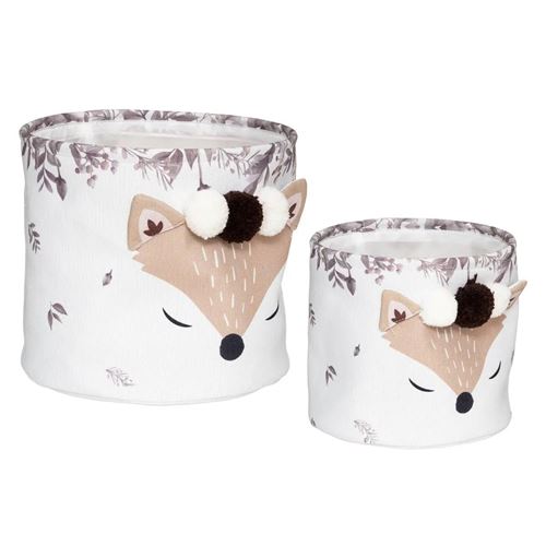 Non Communiqué Blanc Atmosphera For Kids - Lot De 2 Paniers Déco Enfant "Renard" 30Cm