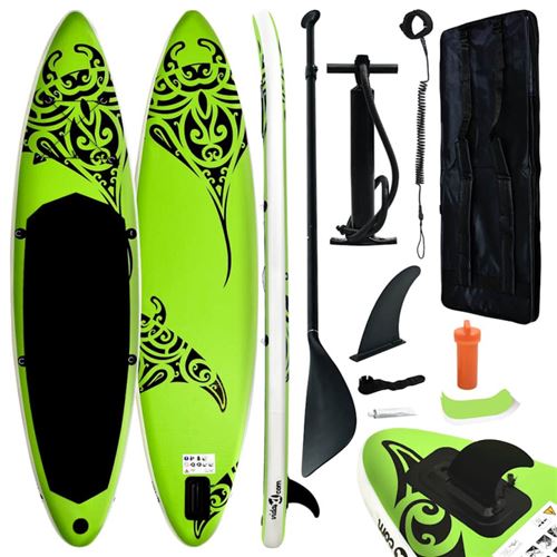 vidaXL Ensemble de planche SUP gonflable 320x76x15 cm Vert