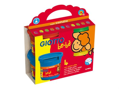 GIOTTO BE-BÈ Super - Peinture au doigt - gouache - rouge, bleu, vert, jaune - 150 ml (pack de 4)
