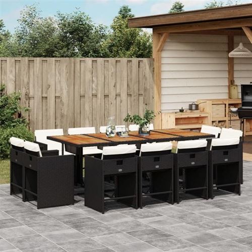 Non Communiqué Noir Vidaxl Ensemble À Manger De Jardin 13 Pcs Coussins Résine Tressée 3277994