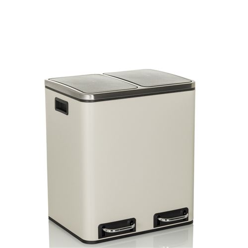 Collecteur de déchets / système de tri sélectif Clean 9 - 30L (2 x 15 L) acier beige hjh OFFICE