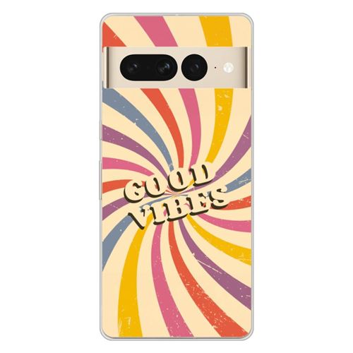 Coque en silicone imprimée compatible Google Pixel 7 Pro Good vibes