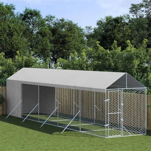 Comparer les prix de vidaXL Chenil d'extérieur pour chiens avec toit argenté acier galvanisé 2x10x2,5 m