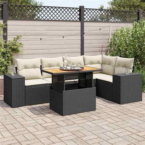 Salon de jardin modulable - Lot de 6 pièces - Noir Résine tressée - 5 personnes