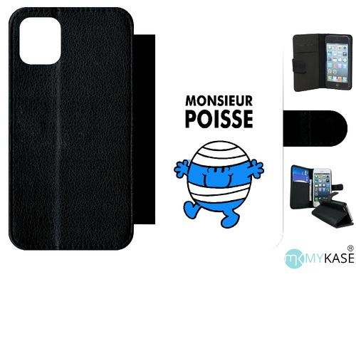 Etui My-Kase pour iPhone 11 - monsieur poisse blanc - Simili-cuir Noir