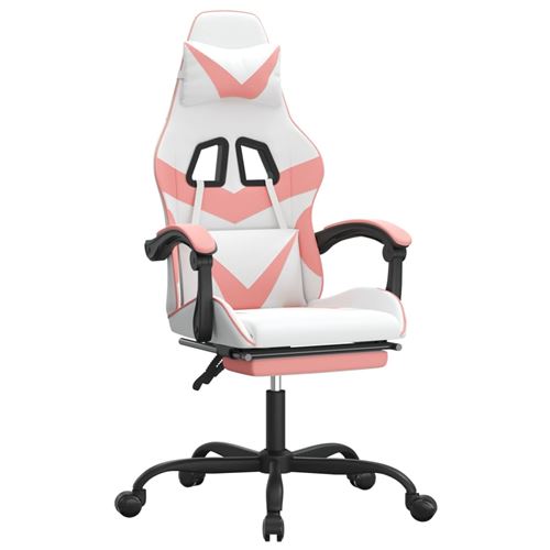 Vidaxl Blanc/Rose Chaise De Jeu Pivotante Et Repose-Pied Et Similicuir - Image 3