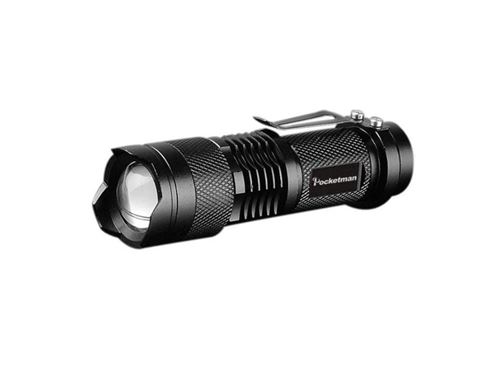 1 pièce mni lampe de poche LED 300 lumens 3 modes zoomable alimenté par pile AA lampe de poche avec clip (pile non incluse)
