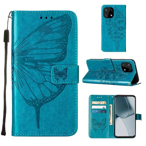 MPFRANCE Housse pour OnePlus 10 Pro Bleu [Papillon V3]
