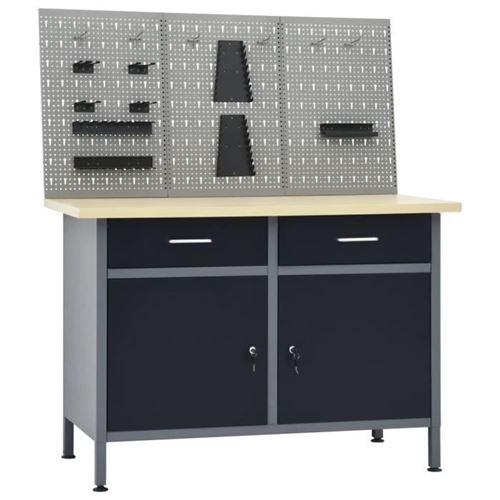Non Communiqué Gris Vidaxl Établi Avec 3 Panneaux Muraux