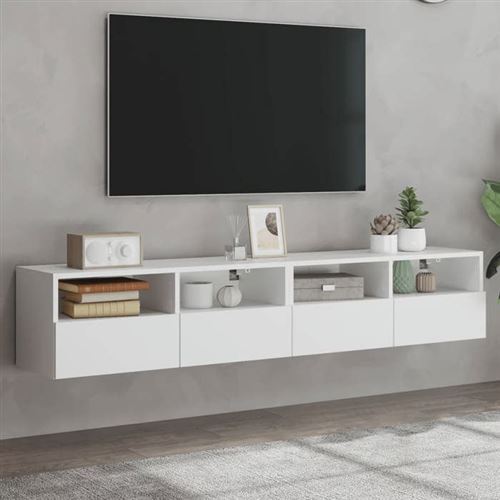 VIDAXL - Meuble TV mural - Set de 2 - Blanc - 80x30x30 cm - Image 3