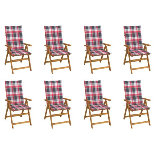 Chaises pliables de jardin avec coussins lot de 8 Bois d acacia