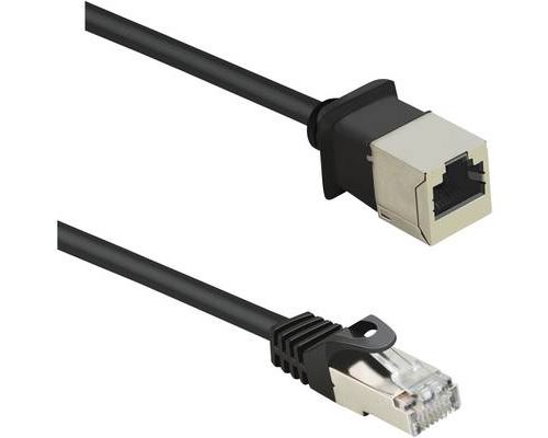 Renkforce - Rallonge de câble réseau - RJ-45 (M) pour RJ-45 (F) - 5 m - paire torsadée écrantée (F/UTP) - CAT 5e - moulé, sans crochet - noir