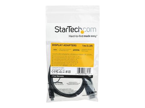 StarTech.com Adaptateur USB-C vers DisplayPort 1.4 avec Power Delivery 60W  - HBR3 - Compatible Thunderbolt 3 - DisplayPort - Garantie 3 ans LDLC