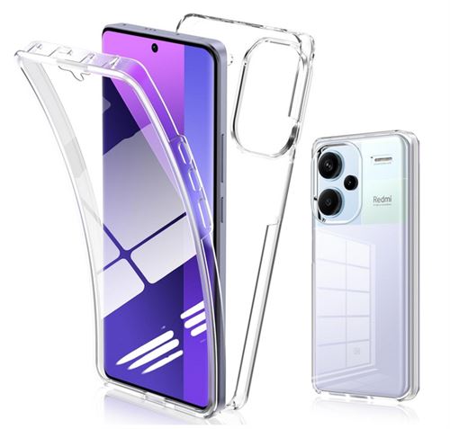 Coque pour Xiaomi Redmi Note 13 Pro+ Plus 5G - housse etui silicone gel 360 integrale + verre trempe - TRANSPARENT - htdmobiles