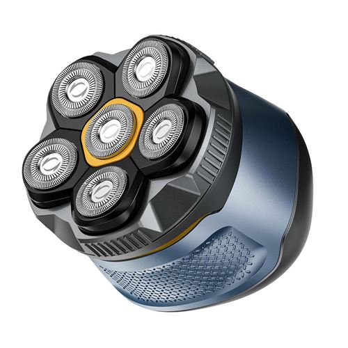 Rasoir Electrique &agrave; 6 T&ecirc;tes Rotatives Rechargeable Usage &agrave; Sec ou Humide Noir / Bleu