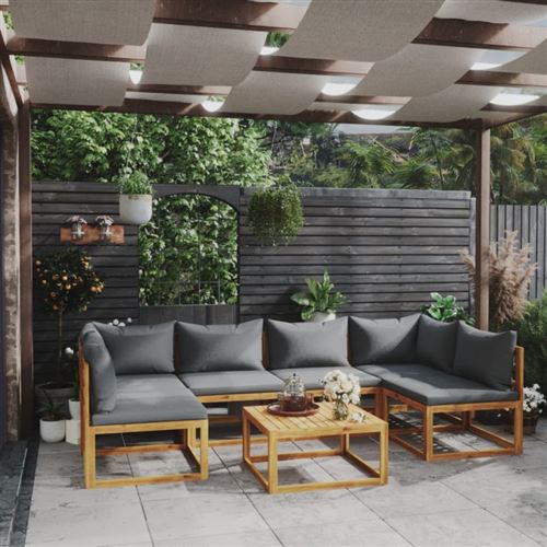 Vidaxl salon de jardin 7 pcs avec coussin bois d'acacia solide