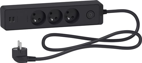Schneider Electric - Bloc multiprise 3 prises 2P+T - 2 ports USB - Anthracite - Image 4