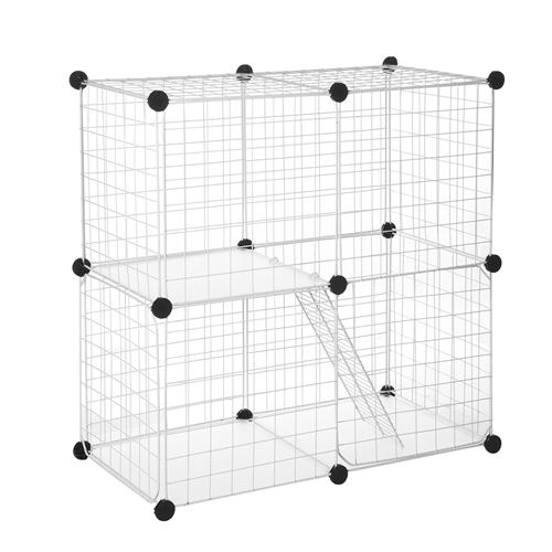 Meilleurs prix pour Cage pour Aminaux 2 Niveau Clôture pour Petits Animaux, Lapins Blanc