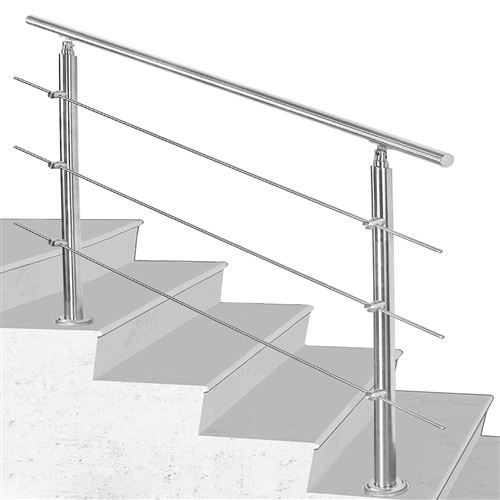 Garde-corps Rampe d'escalier Escalier Acier Inoxydable utilisable comme , Parapet rambarde, balcon ou terrasse 100cm avec 3 Tringles