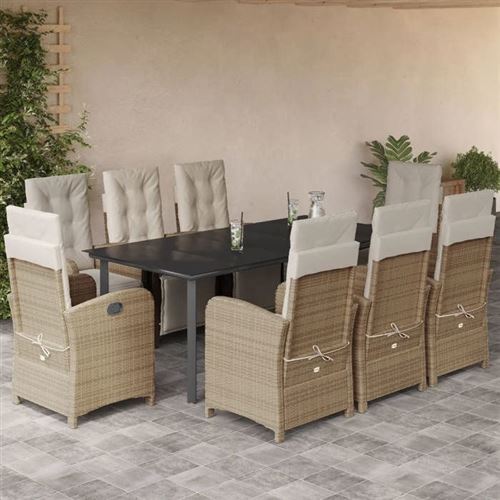 VidaXL - Ensemble de salle à manger de jardin rotin synthétique, One Size, Beige