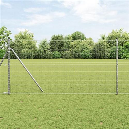 Non Communiqué Gris Vidaxl Clôture Euro Avec 7 Poteaux 1.4X10 M Acier Galvanisé 3350472