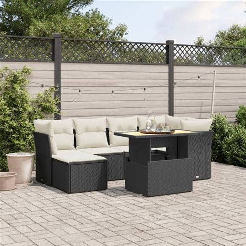 VIDAXL - Salon de Jardin - 7 Pièces - Noir - Image 3
