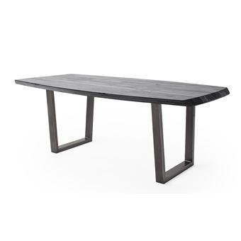 Table à Manger, Table De Repas Ronde Aspect Bois Naturel Et Pieds En Metal Noir Diametre 120 X Hauteur 77 Cm 97000329