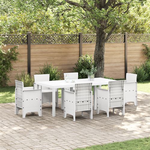 Non Communiqué Blanche Table De Jardin 200X100x73 Cm En Poly Rattan