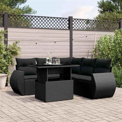 Non Communiqué Noir Vidaxl Salon De Jardin 6 Pcs Avec Coussins Résine Tressée 3268525
