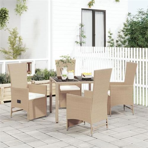 Non Communiqué Beige Vidaxl Ensemble À Manger De Jardin Avec Coussins 5Pcs Poly Rotin, Ensemble De Salle À Manger, Ensemble De Salle À 3157577