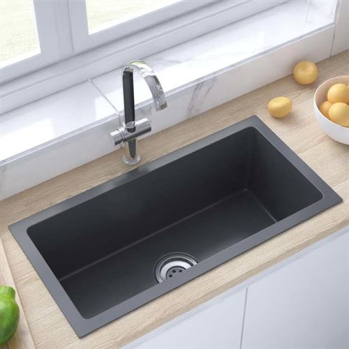 Vidaxl Lavello Da Cucina Lavorato A Mano Nero Acciaio Inox