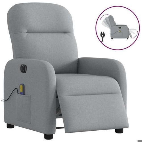 Vidaxl Gris/Clair Fauteuil De Massage, Relaxation Électrique Réglable Tissu - Image 3