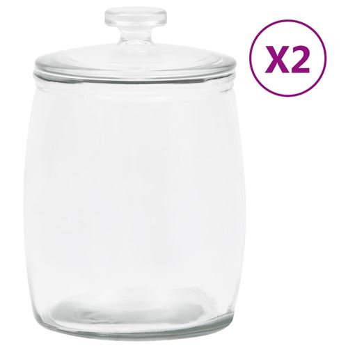 vidaXL Pots de conservation en verre avec couvercle 2 pcs 8000 ml