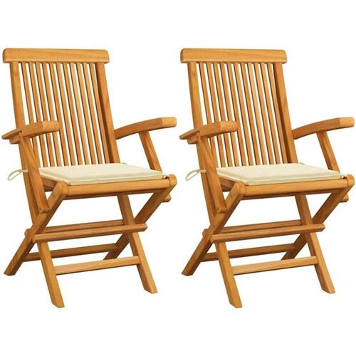 vidaXL - Chaises de Jardin Pliables - Bois de Teck - 89 cm - Lot de 2 - Image 2