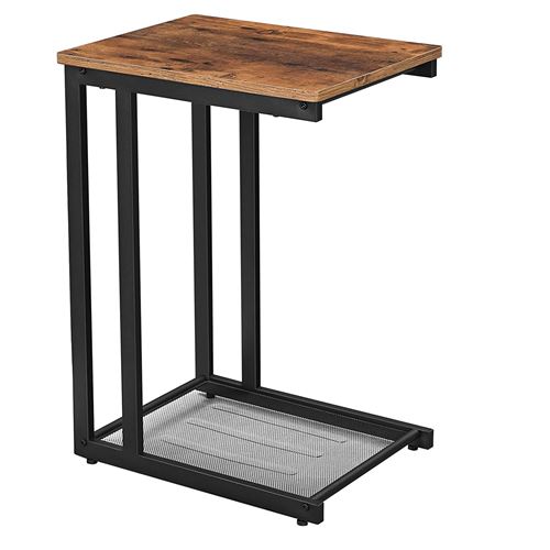 Table d'appoint VASAGLE avec étagère en maille marron rustique LNT51X